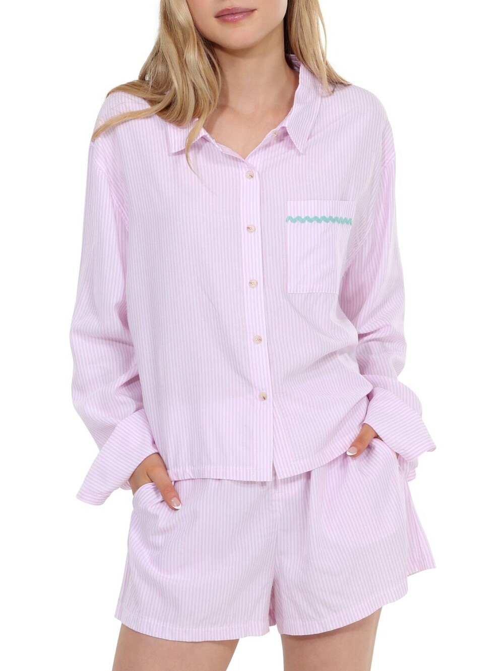 Honeydew USA Pink Striped Button-Up Pajama Set